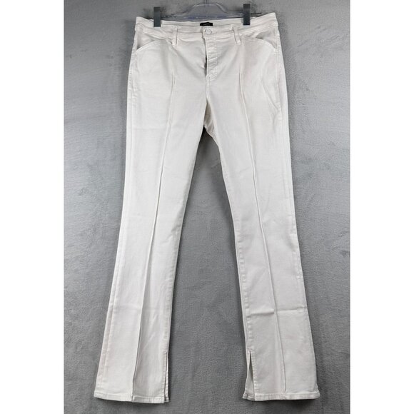 Express Skyscraper Bootcut Jeans Womens 14R Ankle Slit Mid Rise Pintuck White - Picture 4 of 16